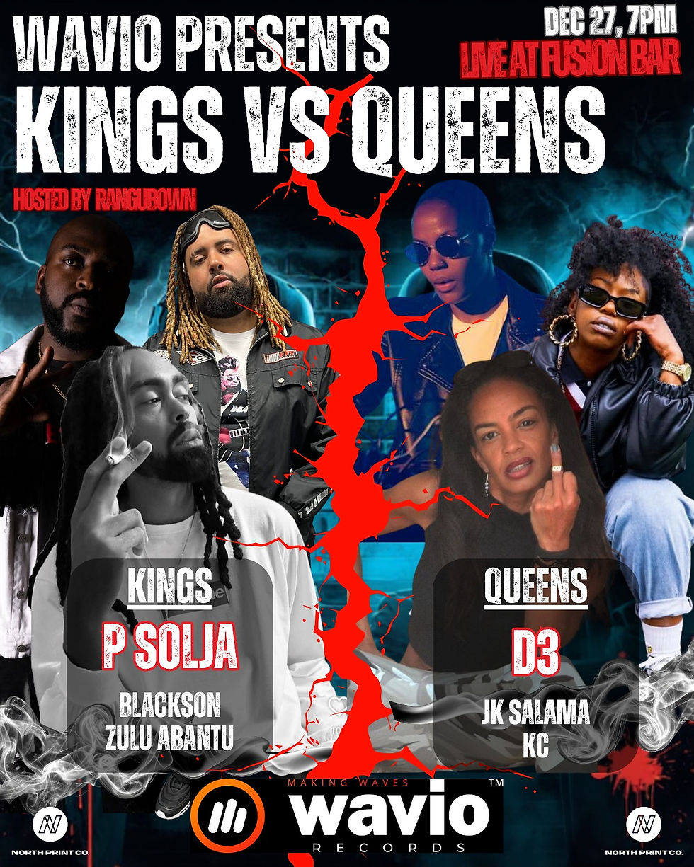 The flyer for Wavio Presents: Kings vs Queens. Artwork created by North Print Company.