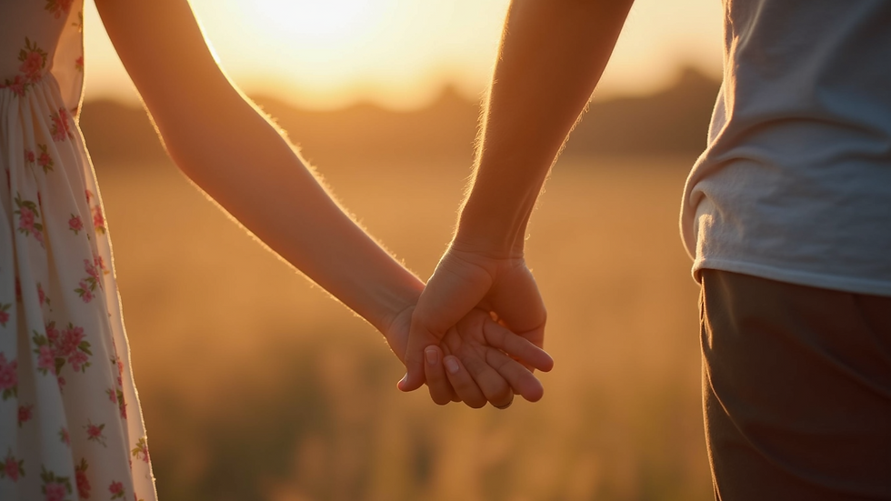 Close-up view of a family holding hands