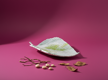 Gottesgaben Keramikschale in Blattform mit Grüntönen