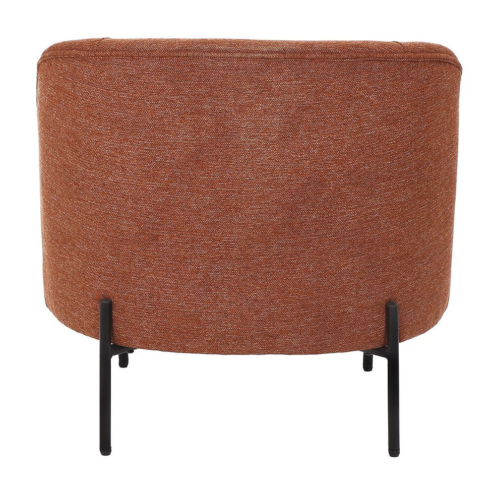 Miniature : Fauteuil design relax en tissu brique terracotta et pieds métal