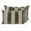 Miniature : Coussin en lin lavé et velours à rayures kaki - 2 dimensions