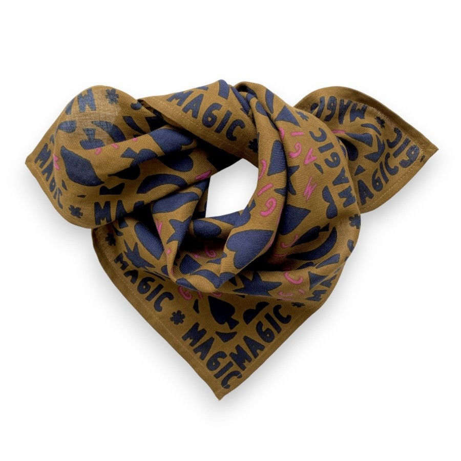 Miniature : Foulard Apaches collection "Magic" coloris ocre - 2 dimensions