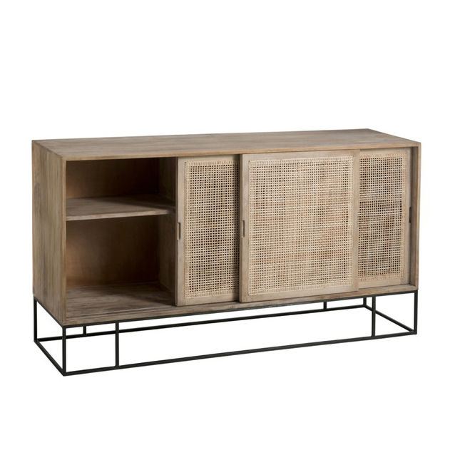 Miniature : Buffet 3 portes coulissantes en cannage rotin et manguier