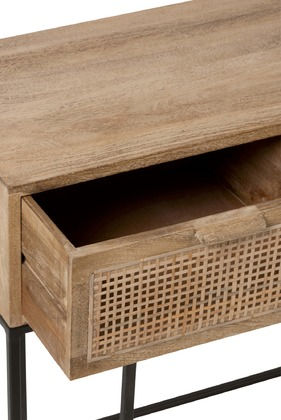 Miniature : Console 3 tiroirs en cannage rotin et manguier