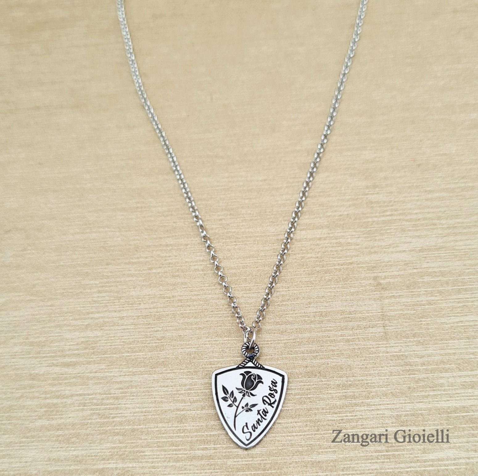 SCUDO ROSA Collana Argento