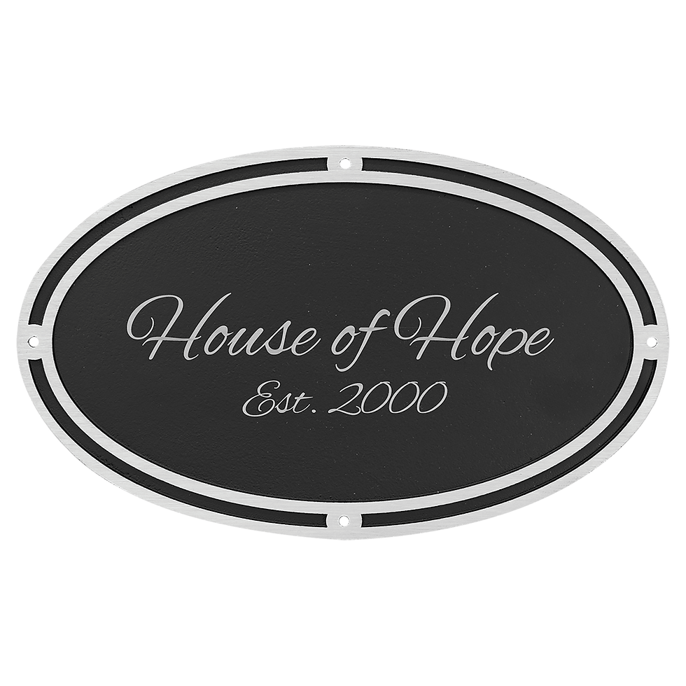 Thumbnail: Silver/Black Oval Cast Aluminum Sign