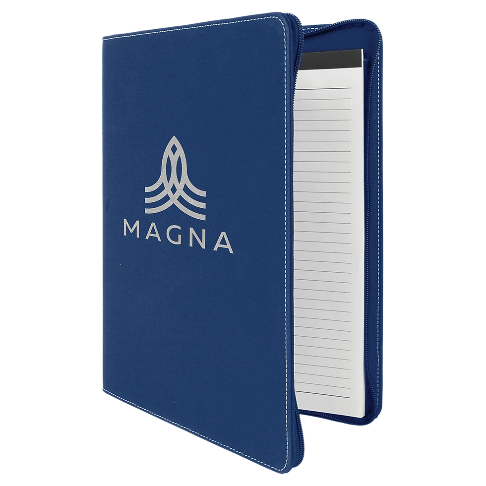 Thumbnail: Personalized Zippered Leatherette Portfolio — Custom Engraved Padfolio