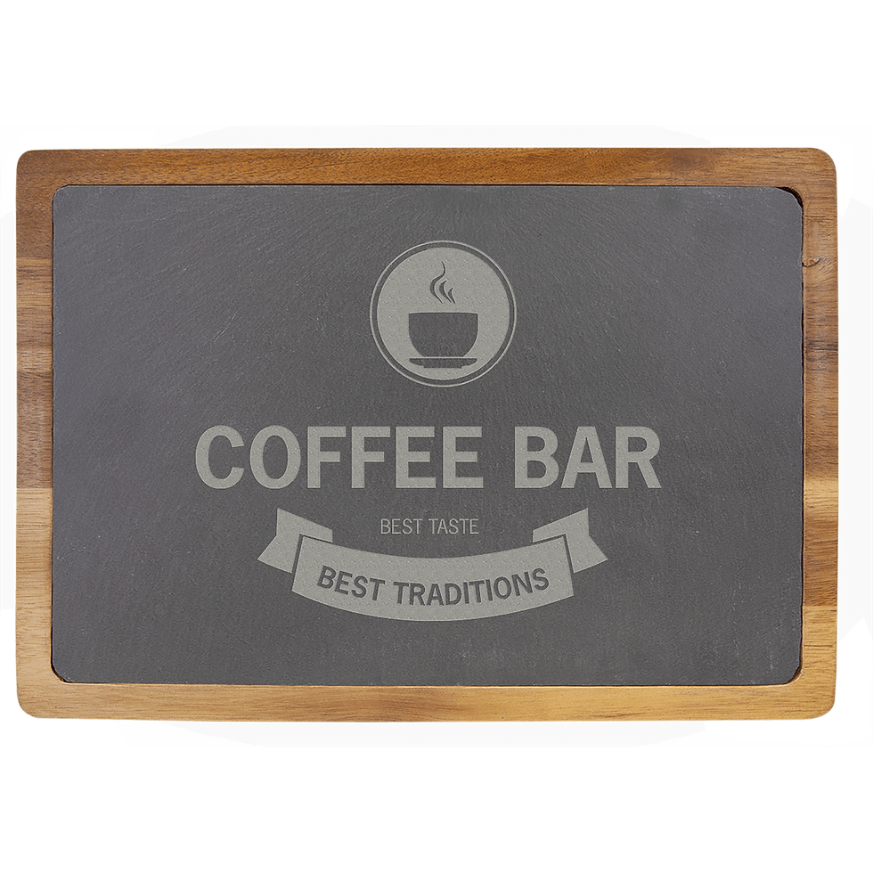 High angle view of various laser engraved wooden and acrylic products