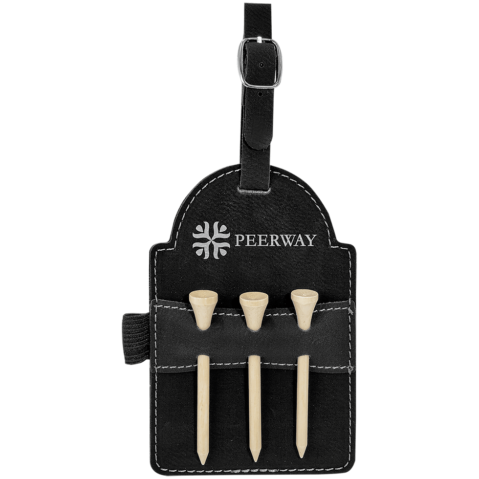 Thumbnail: 5" x 3 1/4" Leatherette Golf Bag Tag with 3 Woo...