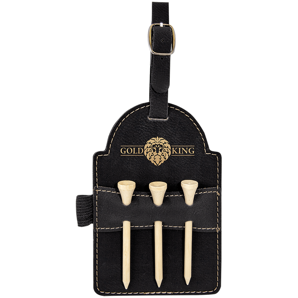 Thumbnail: 5" x 3 1/4" Leatherette Golf Bag Tag with 3 Woo...