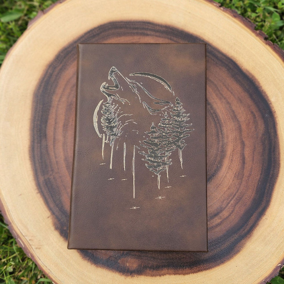 Thumbnail: Custom Laser Engraved Werewolf Howling Wolf Leather Diary Sketch Autograph Book