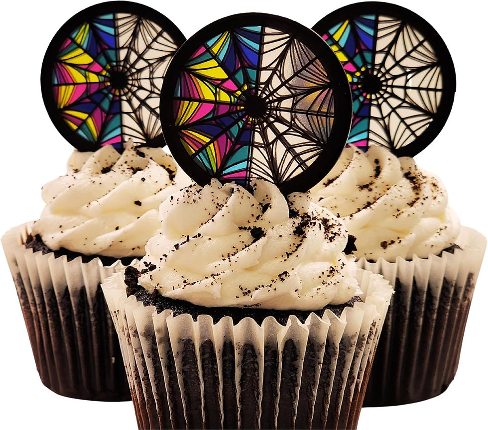 Wednesday Addams Nevermore Window Cupcake Toppers 12-Pack, Acrylic Stained Glas