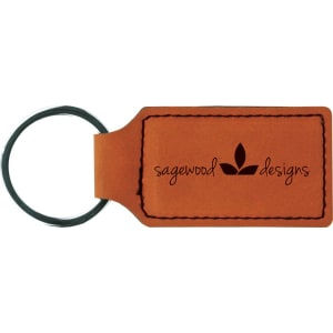 Thumbnail: 2 3/4" x 1 1/4" Leatherette Rectangle Keychain