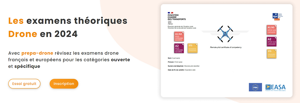 Première plateforme avec cours, QCM, Podcasts & fiches de révisions pour les Examens Drone Français et Européens