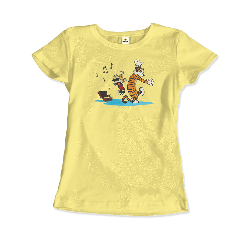 Thumbnail: Calvin and Hobbes Dancing With Record Player T-Shirt