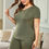 Thumbnail: Green Plus Size V Neck T-shirt and Shorts Loungewear