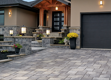 Interlocking stone walkway and front entrance landscaping by Edens Landscape Design Newmarket Ontario