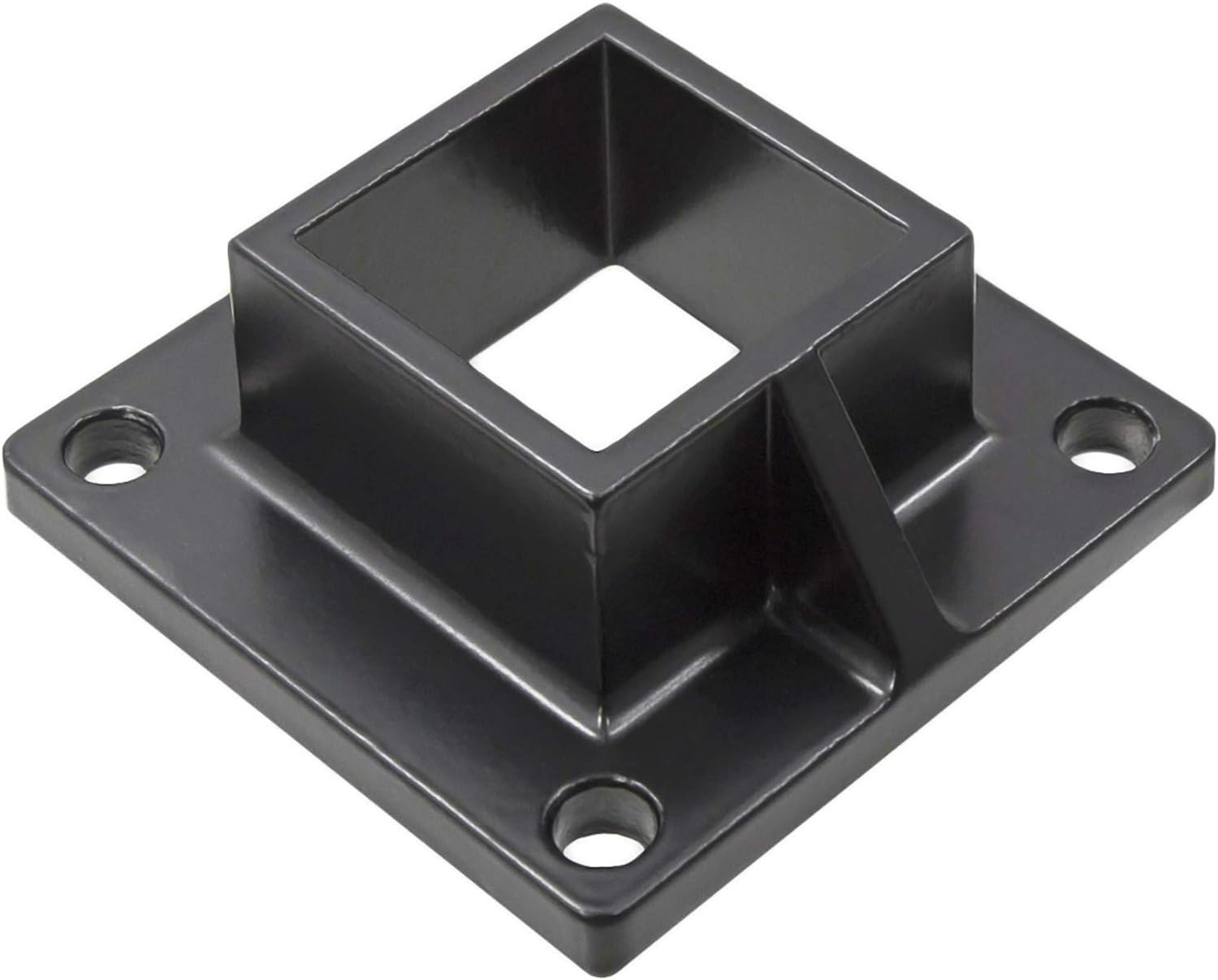 Floor Flange for 2" Square x 2" Square Aluminum Fence Posts - Deck Mount (Black)
