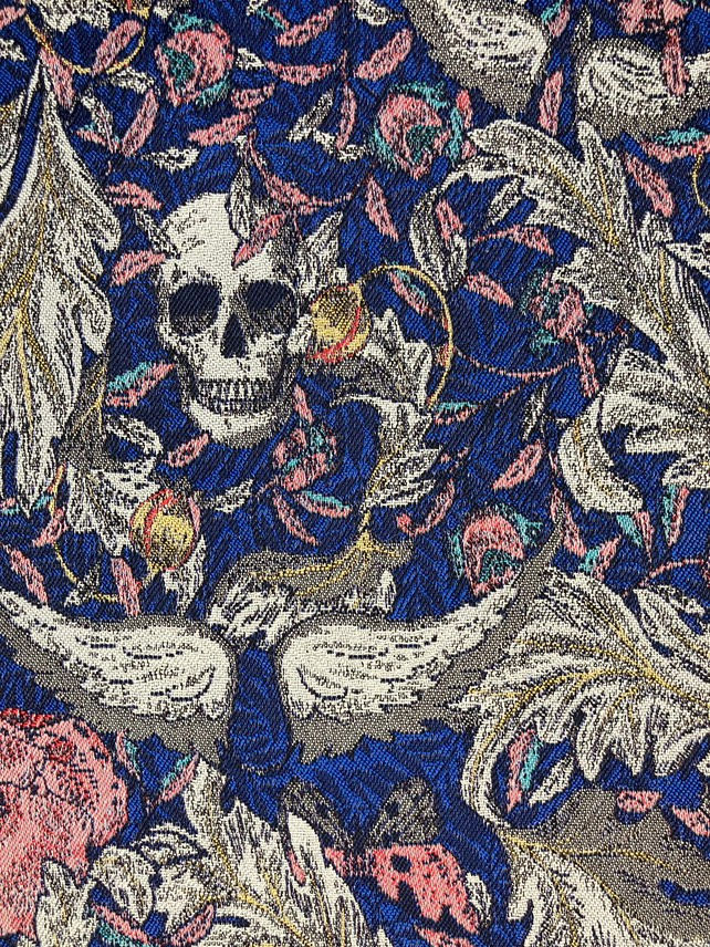 Miniature : Blue floral pattern with a skull, wings, and leaves, Les Baladeuses.