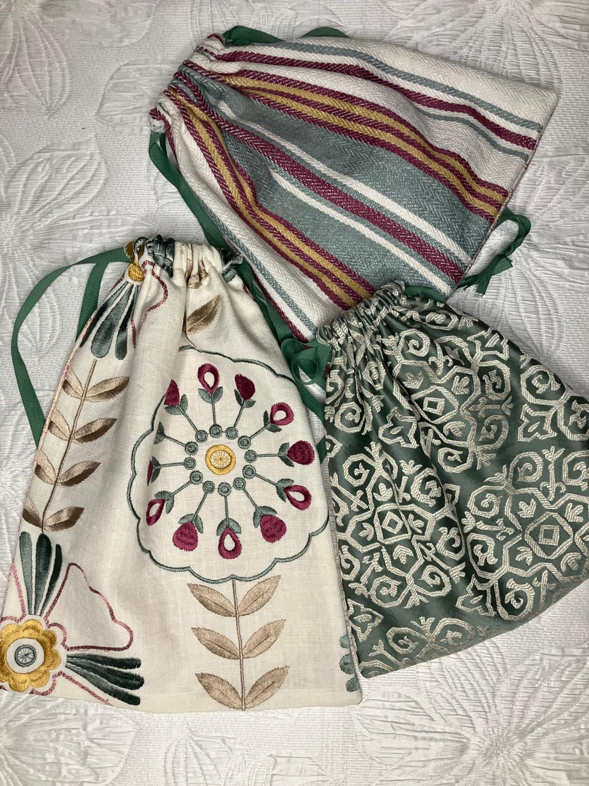 Lot de 3 Pochons - Harmonie Vert Sauge & Écru