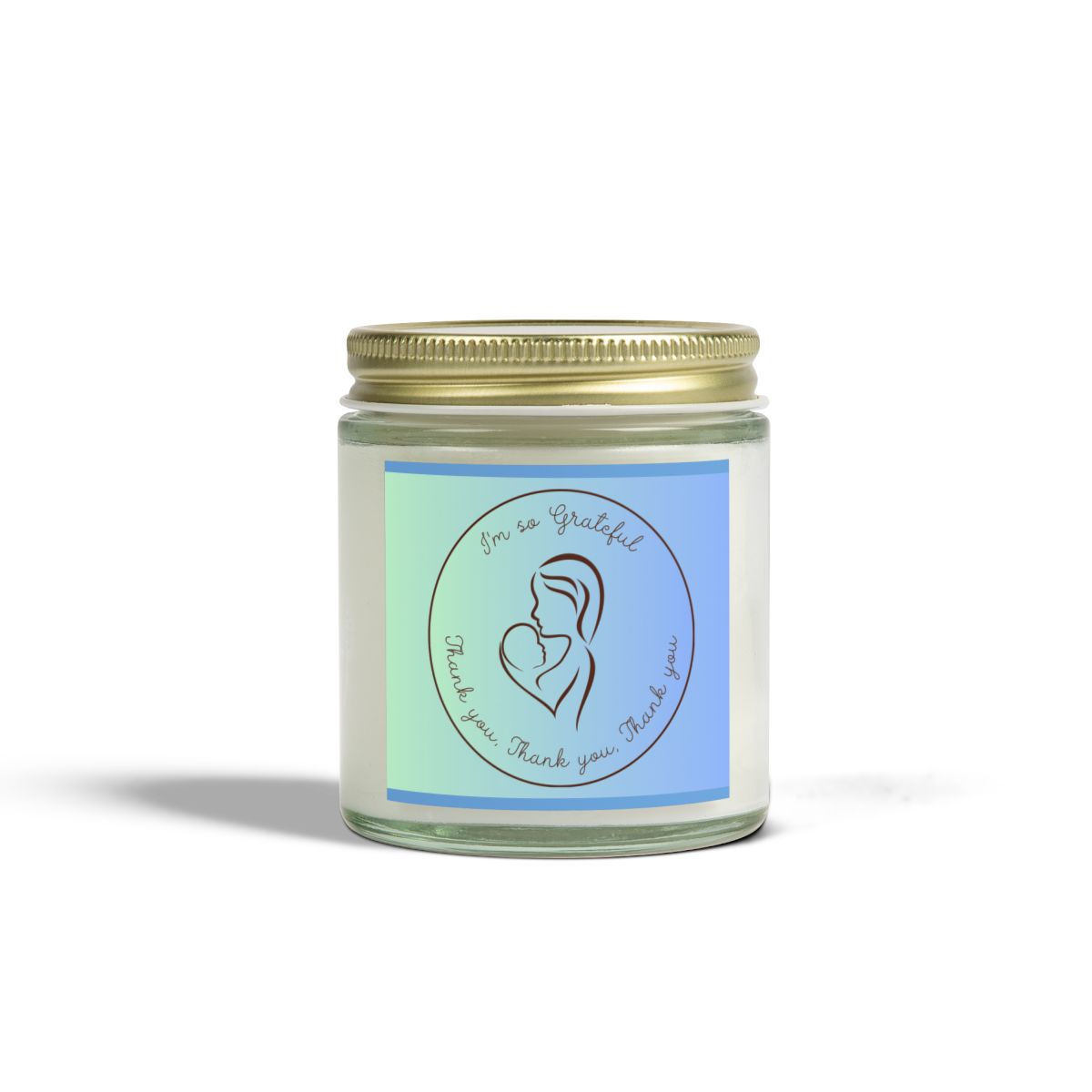 I'm so Grateful,  Blue, Scented Coconut Apricot Candles (4oz, 9oz)