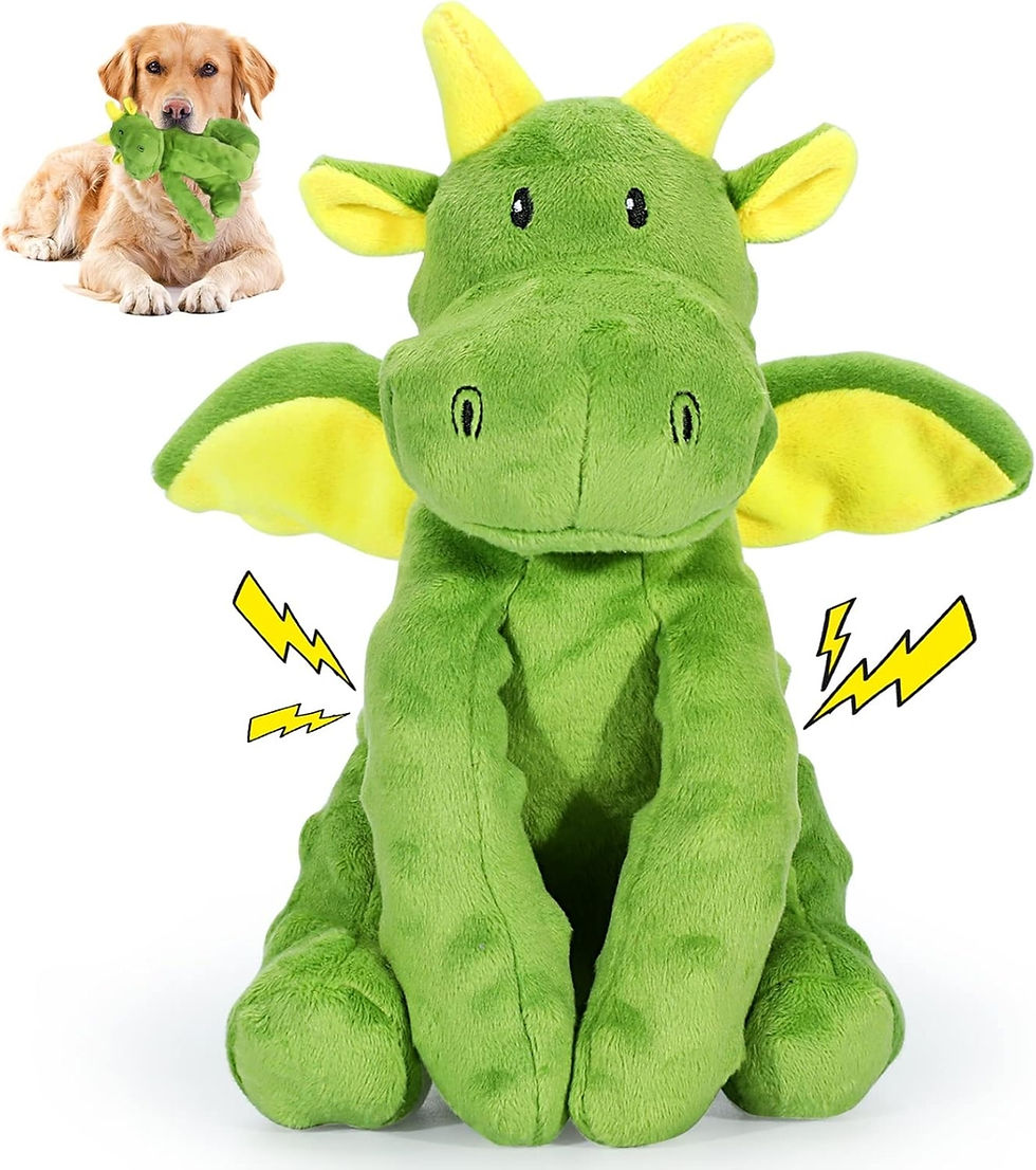 Squeaky green dragon dog toy