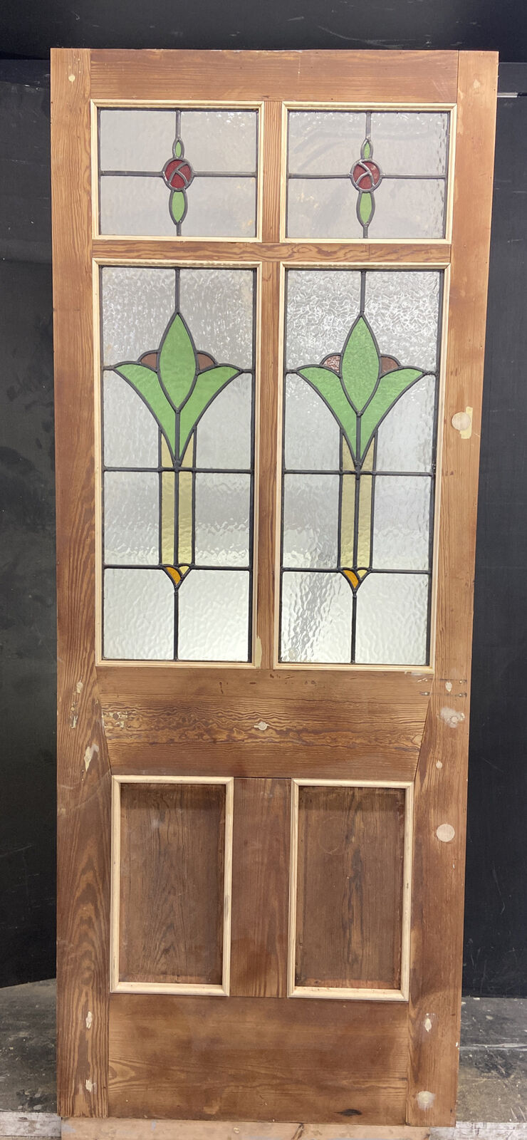 Thumbnail: VICTORIAN STAINED GLASS FRONT DOOR RECLAIMED ANTIQUE PERIOD C1890 LEADED WOODEN