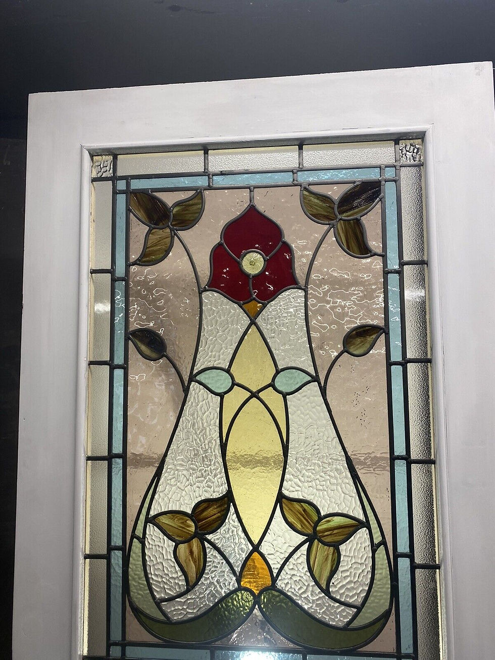 Thumbnail: VICTORIAN STAINED GLASS FRONT DOOR OLD RECLAIMED ANTIQUE GLASS PERIOD LEAD WOOD