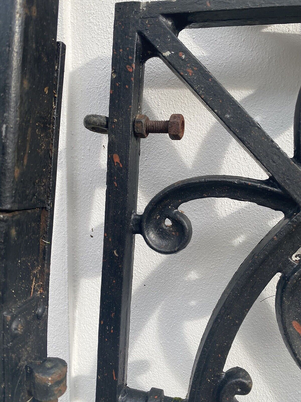 Thumbnail: CAST IRON GATES PAIR RECLAIMED PERIOD METAL ANTIQUE COMPLETE HINGES FRAME BOLT