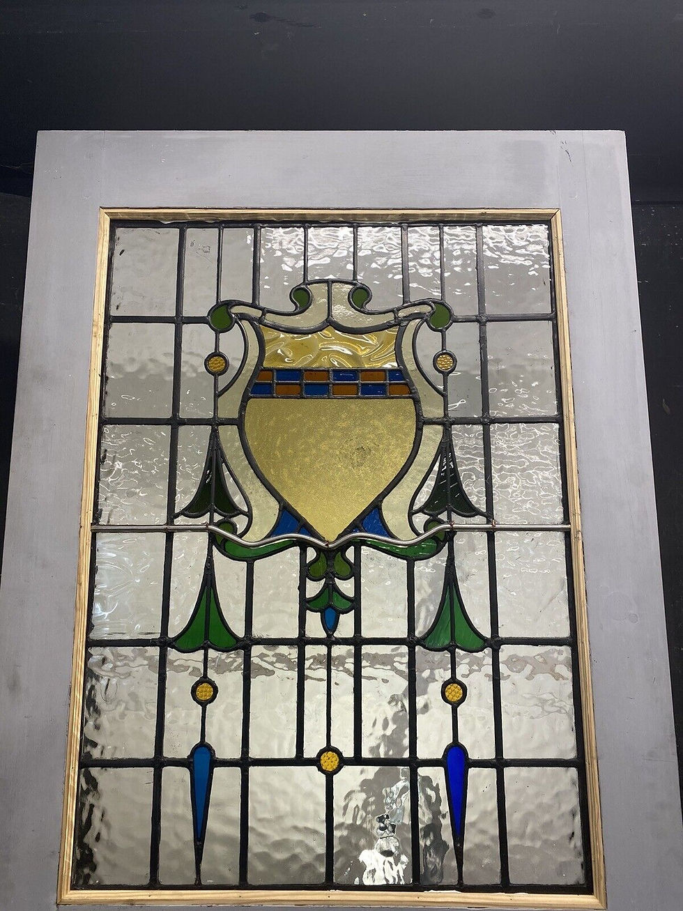 Thumbnail: 20s 30s STAINED GLASS FRONT DOOR PERIOD OLD RECLAIMED ANTIQUE LEAD WOOD REFURB