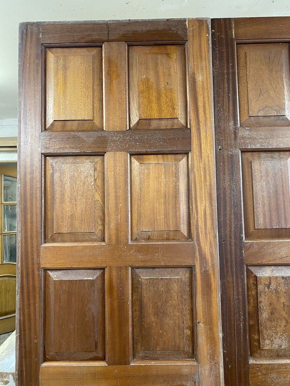 Thumbnail: LARGE PAIR MAHOGANY FRONT DOORS ANTIQUE PERIOD RECLAIMED OLD SET DOUBLE USED