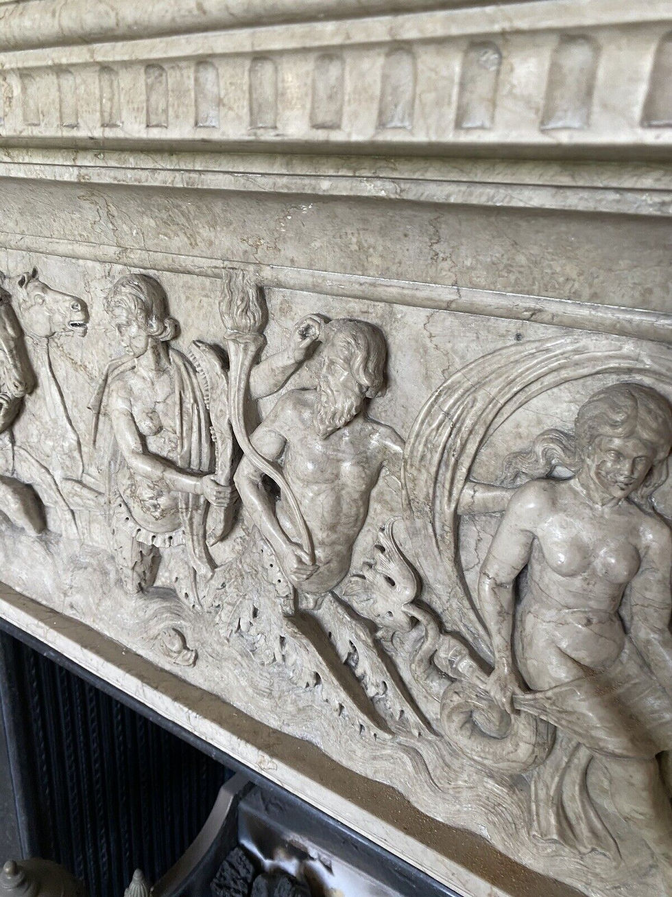 Thumbnail: CARVED MARBLE ANTIQUE FIRE SURROUND OVERMANTEL FIREPLACE RECLAIMED ROYAL PROV
