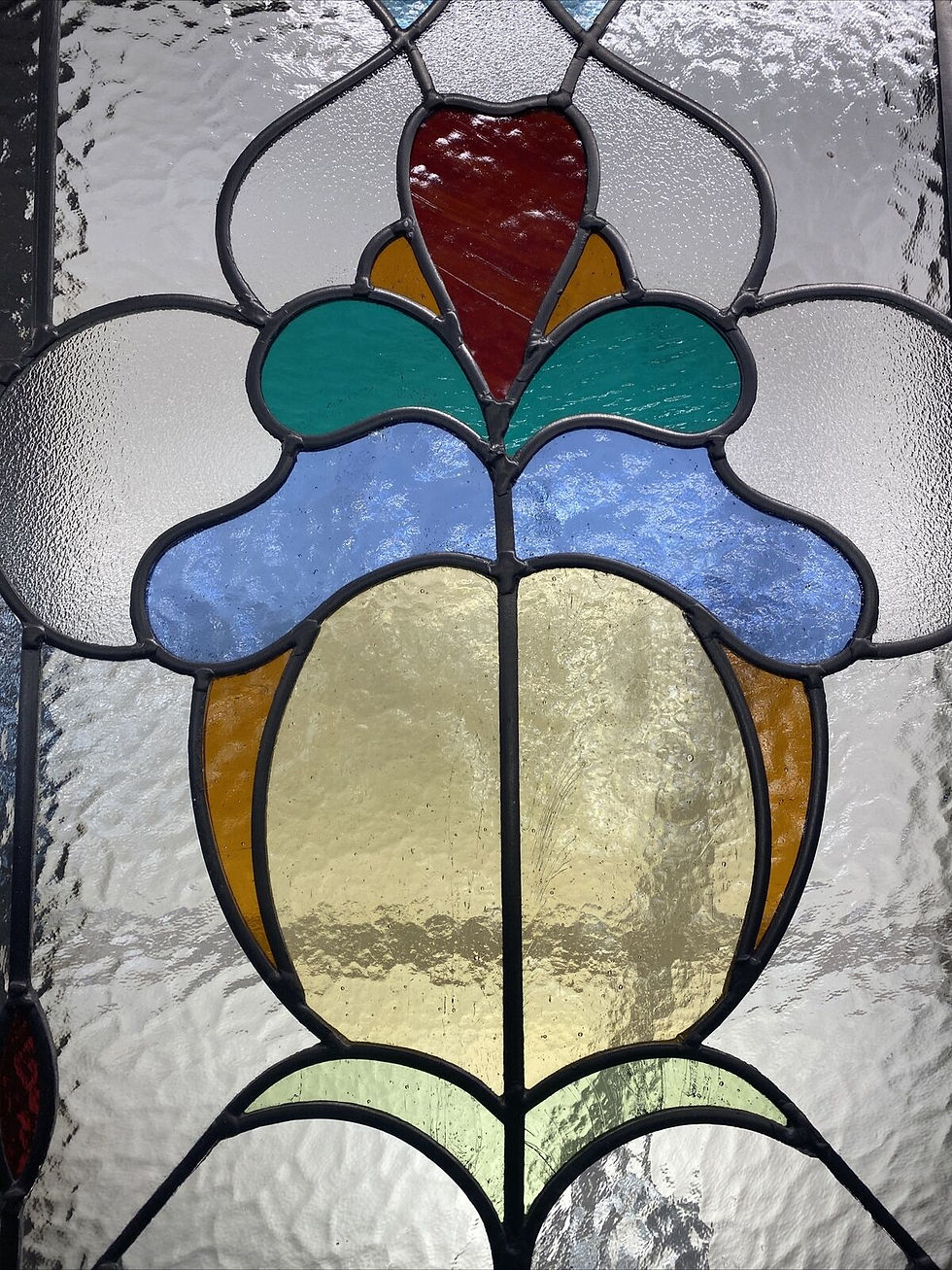 Thumbnail: EDWARDIAN FRONT DOOR PERIOD STAINED GLASS OLD RECLAIMED ANTIQUE LEAD WOOD PINE