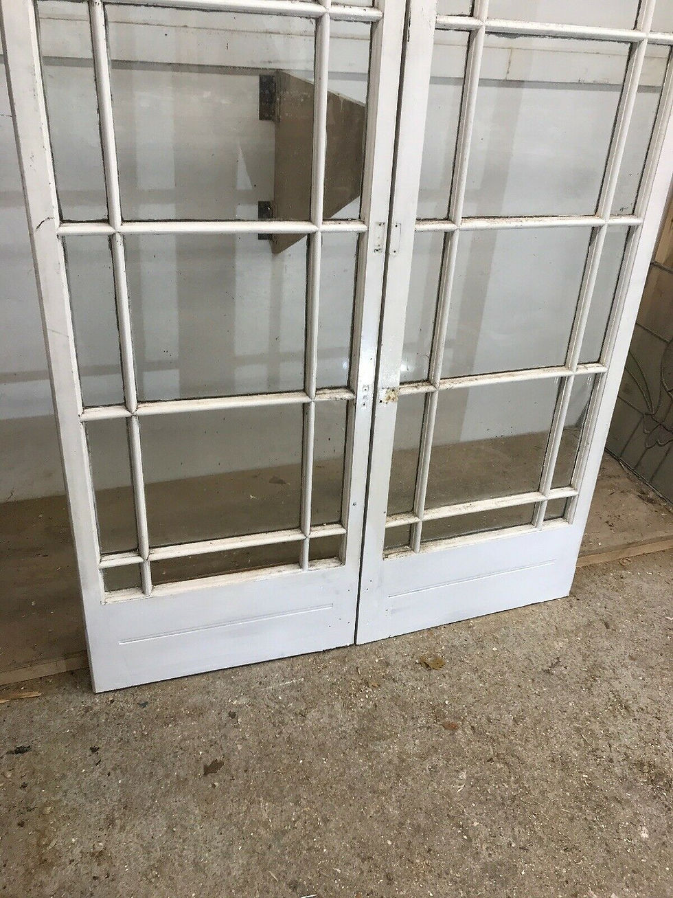 Thumbnail: VICTORIAN FRENCH DOORS OLD ANTIQUE PERIOD RECLAIMED PINE WOODEN CLEAR GLASS