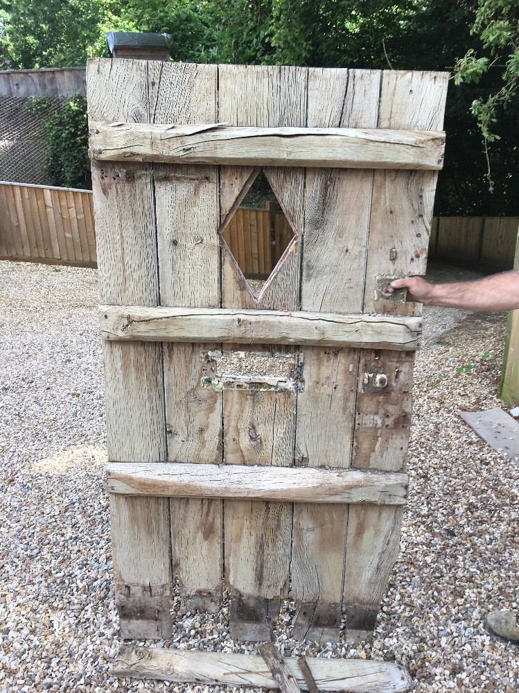 Thumbnail: SOLID OAK FRONT DOOR PERIOD WOOD RECLAIMED RUSTIC ANTIQUE 1600s OLD WOOD IRON