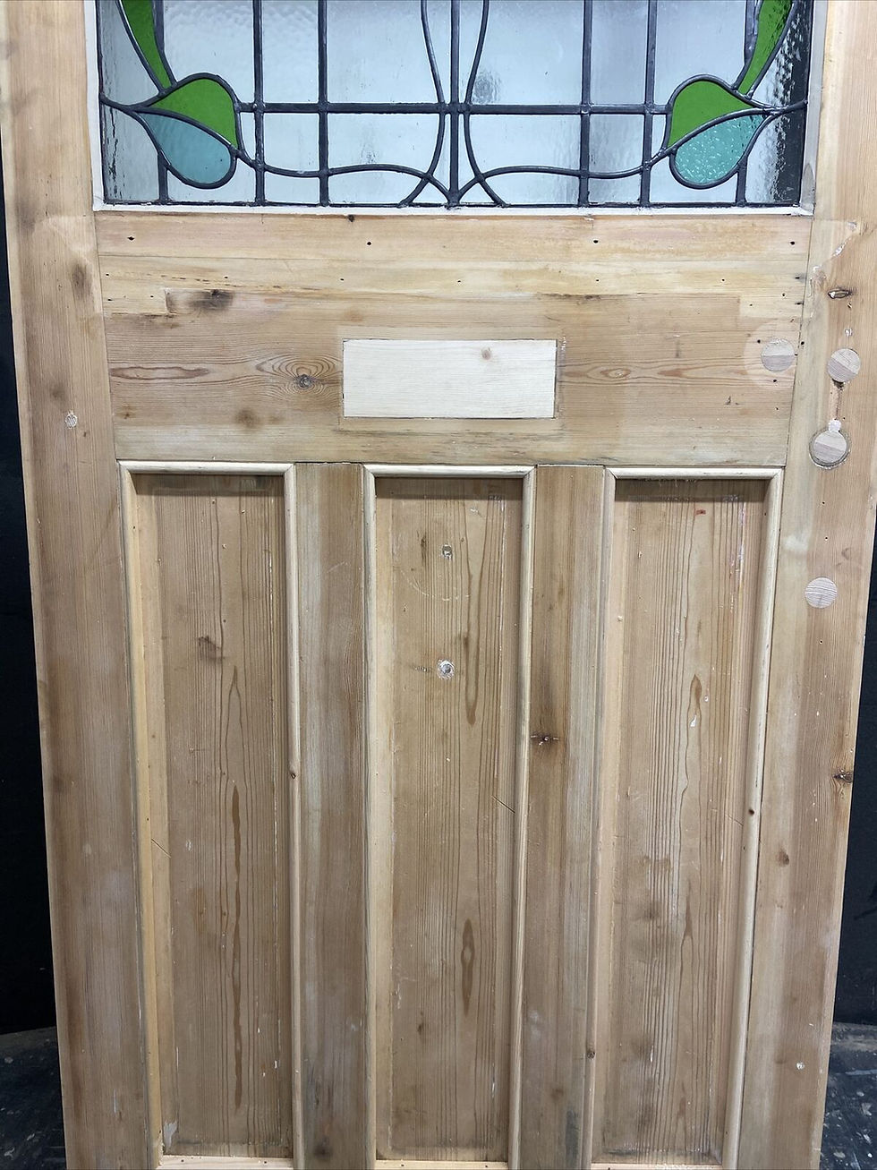 Thumbnail: X LARGE VICTORIAN STAINED GLASS FRONT DOOR OLD RECLAIM ANTIQUE WOOD ART NOUVEAU