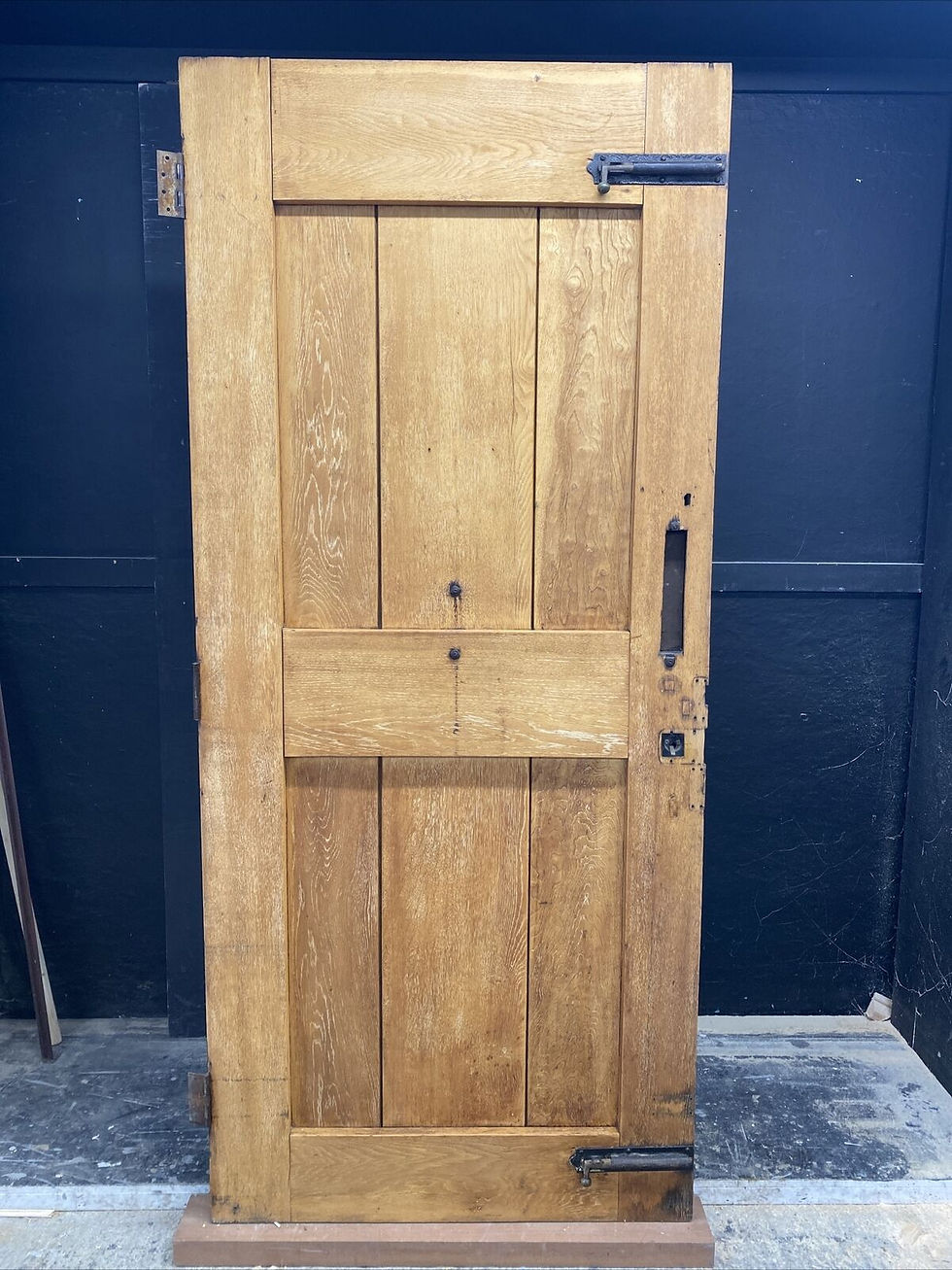 Thumbnail: LARGE SOLID OAK FRONT DOOR ARTS CRAFTS OLD PERIOD ANTIQUE RECLAIMED GLASS WOODEN
