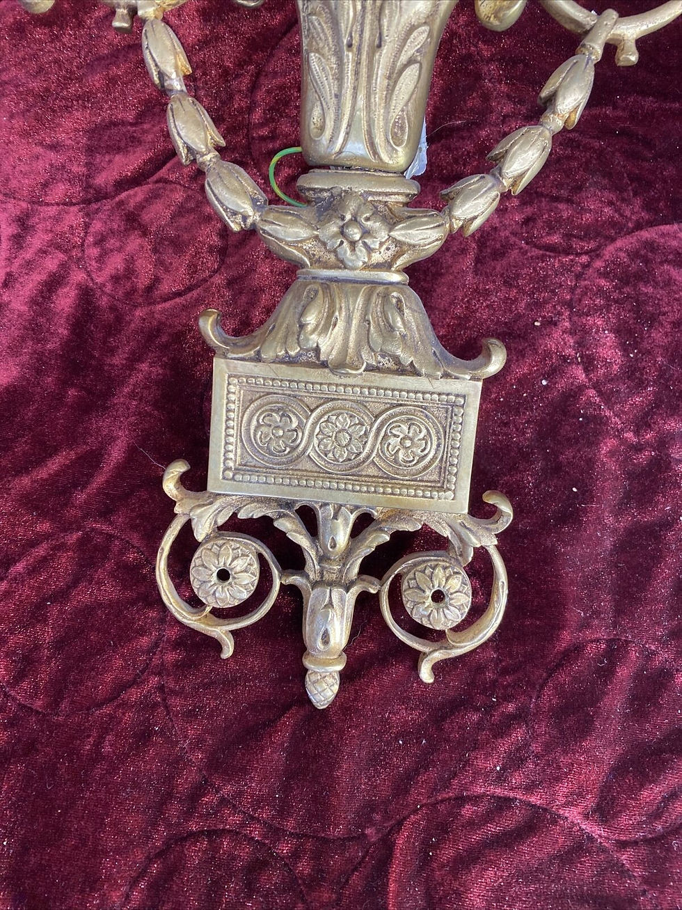 Thumbnail: SET 3 LARGE ANTIQUE GOLD GILT BRASS WALL SCONCES LIGHTS LOUIS XV 19th CENTURY