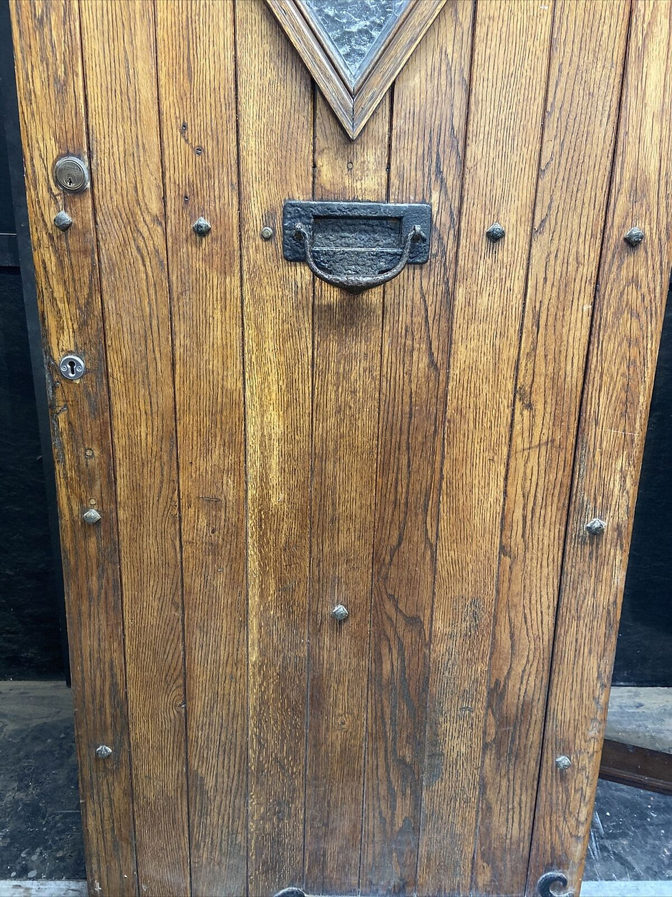 Thumbnail: SOLID OAK FRONT DOOR OLD PERIOD WOOD ANTIQUE RECLAIMED HARDWOOD GLAZED LEADED