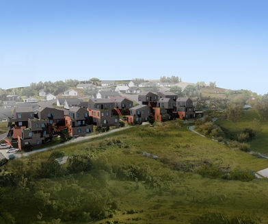 Highlands Condo Residences in Legazpi City offer a unique blend of contemporary living and natural surroundings. This image showcases the project's architectural design, featuring a cluster of interconnected buildings nestled amidst lush greenery and scenic views. The design reflects a contemporary interpretation of Philippine vernacular architecture, creating a harmonious living environment that blends seamlessly with the natural landscape.