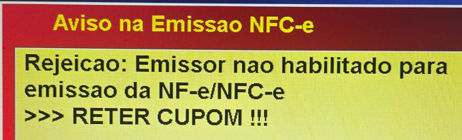 Rejeição - Emissor nao habilidato para emissao NF-e/ NFC-e