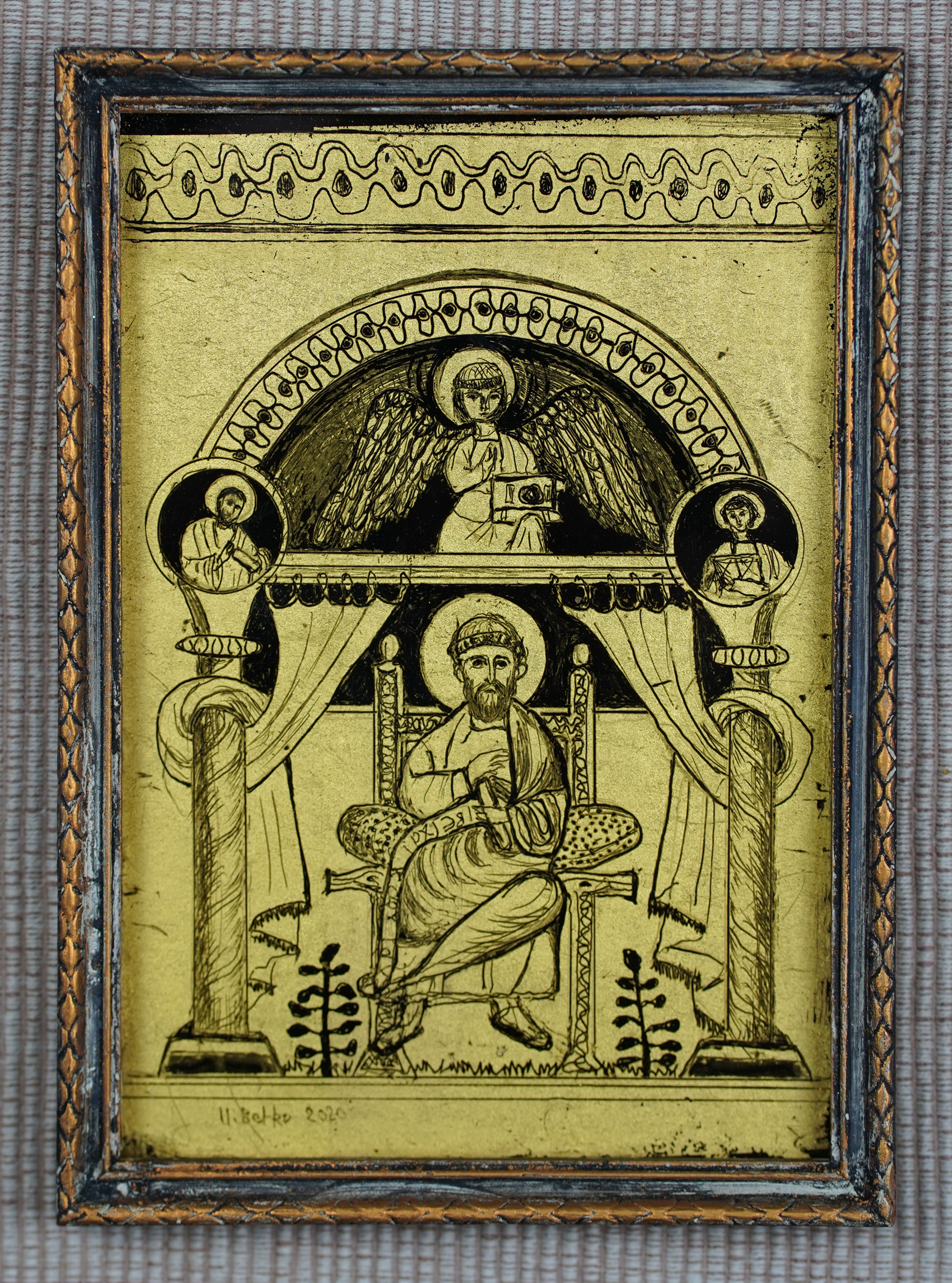 St Matthew writing his Gospel
