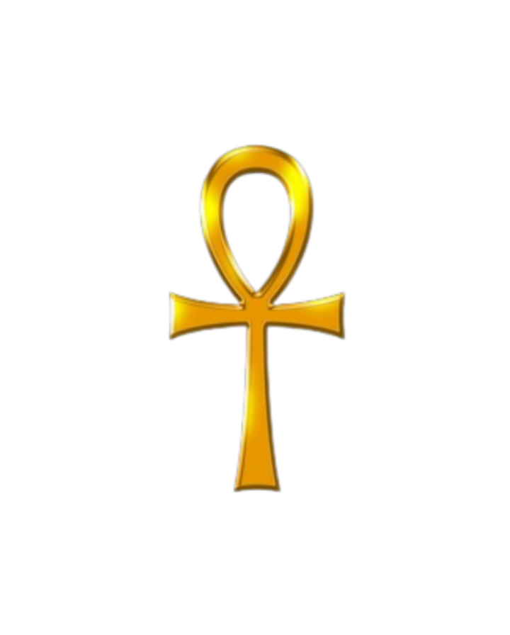 WHITE & GOLD ANKH LOC CAP (20 INCH LENGTH)
