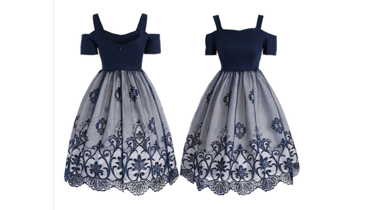 Fashionable Women's Vintage Flare Lace Dress