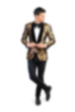 Thumbnail: Gold & Black Damask Tuxedo Jacket