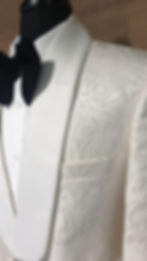 Thumbnail: White Ivory Damask Jacquard Tuxedo Jacket
