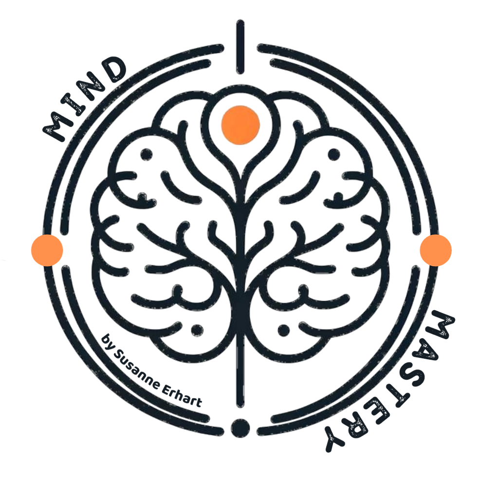 Logo mit Gehirn in Form eines Baums, Symbol für Wachstum, mentale Stärke und Resilienz – MindMastery.