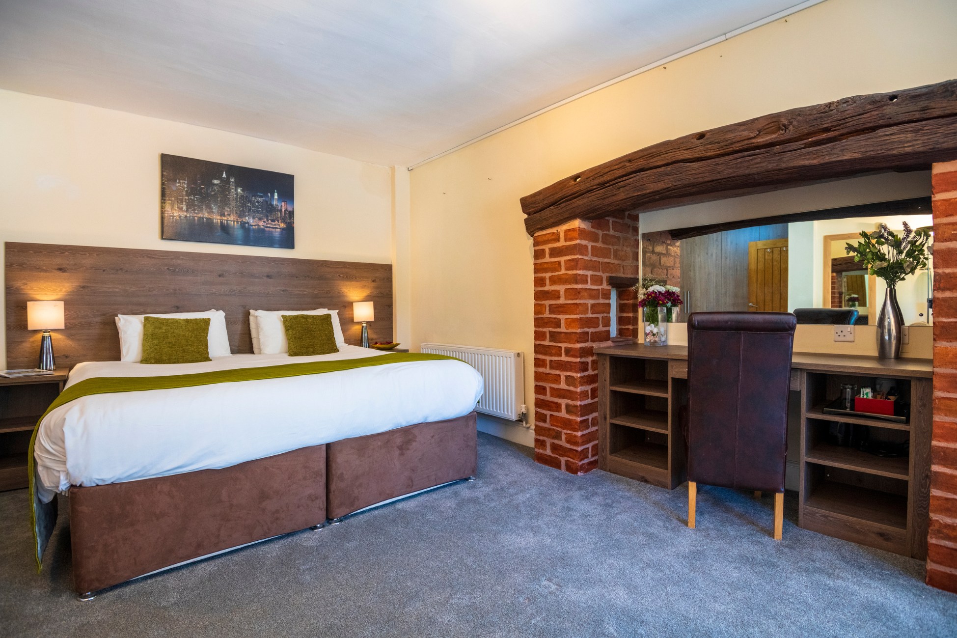 Cosy double room with brick fireplace