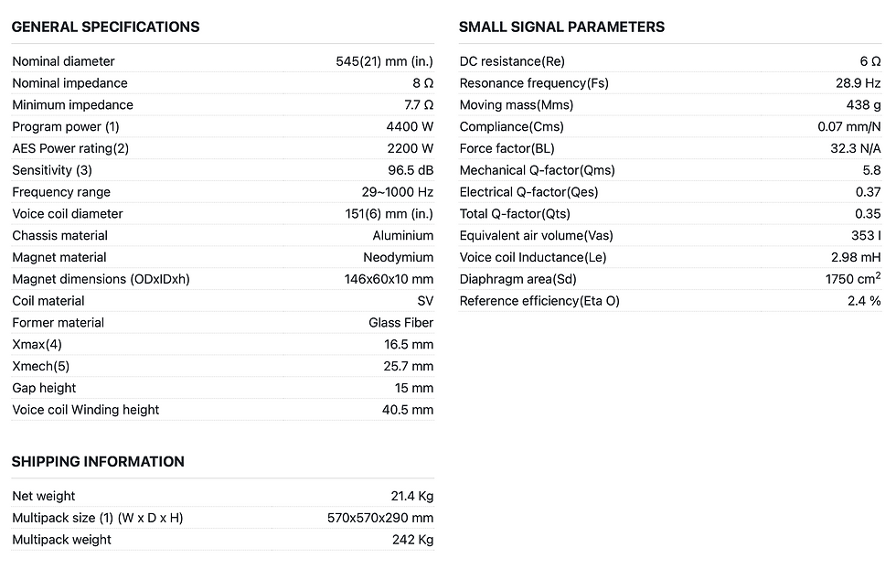 Thumbnail: 21 Inch 2200 Watt AES Transducer Subwoofer 4 Ohm 6" V/C