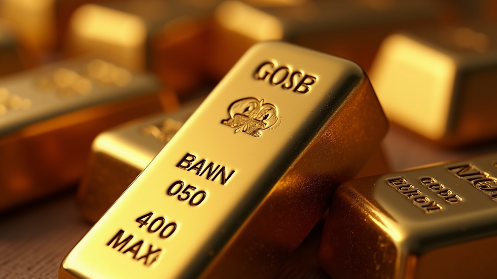 Close-up view of a gold bar reflecting light